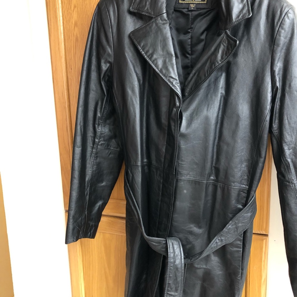 Leather trench coat